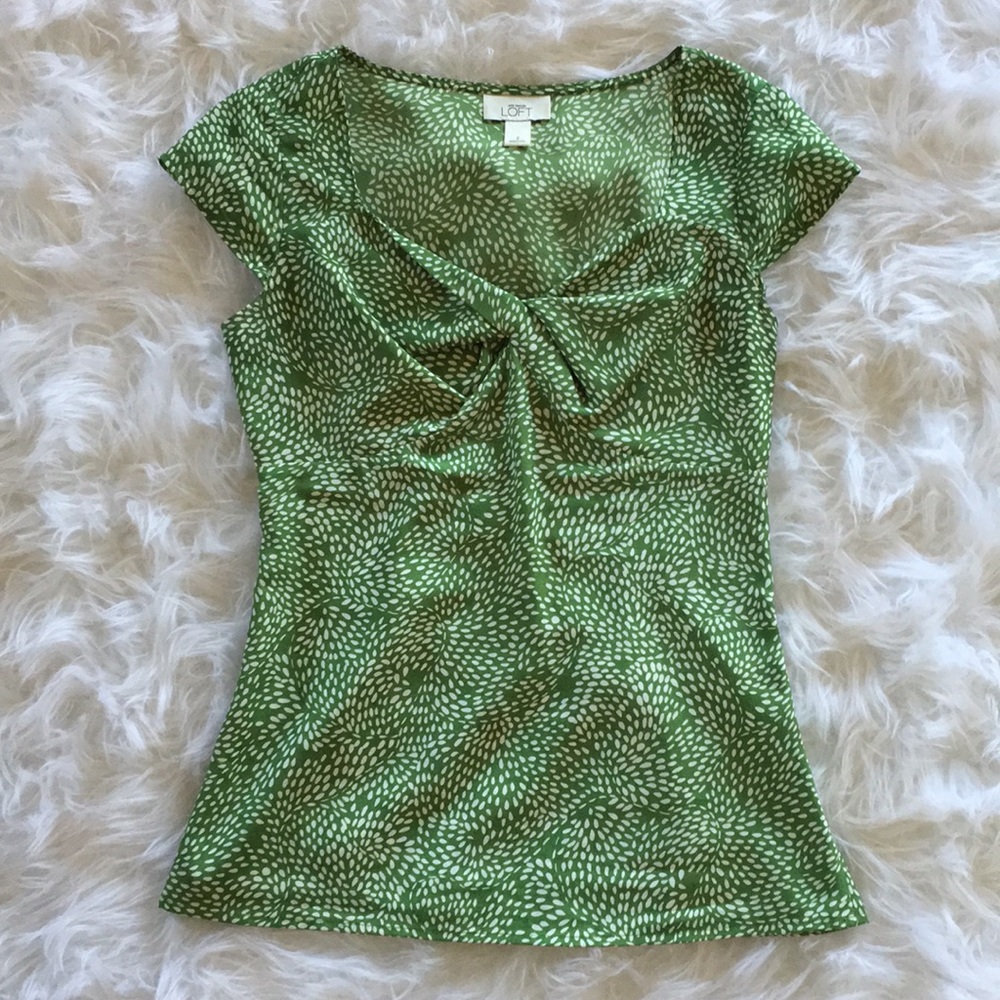 Ann Taylor Loft Green Print Blouse